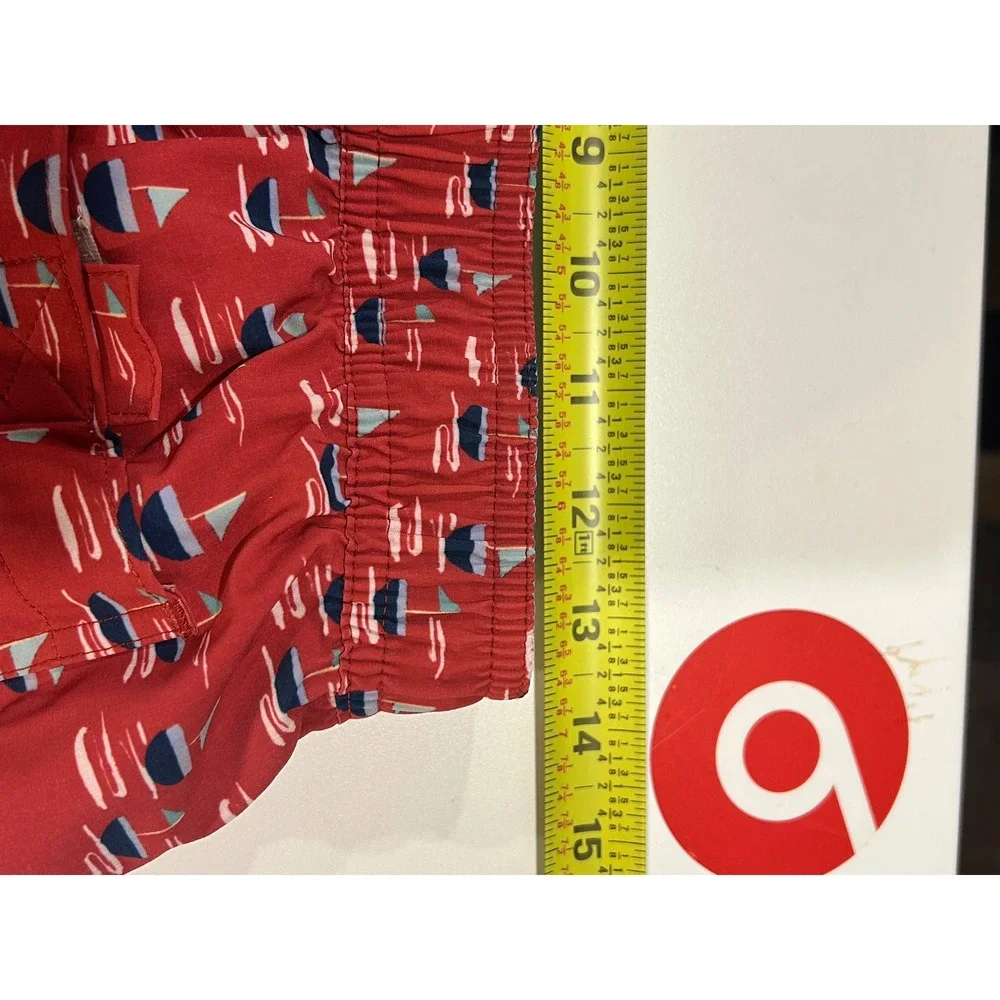 Bonobos Mens Swim‎ Trunks Medium Red Sailboat Print Drawstring Swimsuit (681)